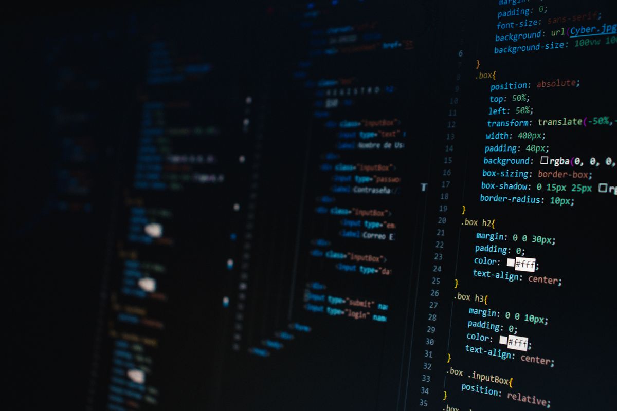 Close-up of a dark code editor showing CSS rules and line numbers